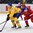 OSTRAVA, CZECH REPUBLIC - MAY 14: Sweden's Joakim Lindstrom #10 stickhandles the puck away from Russia's Viktor Tikhonov #14 during quarterfinal round action at the 2015 IIHF Ice Hockey World Championship. (Photo by Richard Wolowicz/HHOF-IIHF Images)


